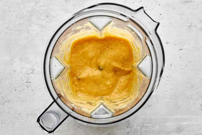 Blending pineapple sauce for babyback ribs.
