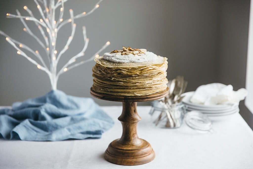 coconut amaretto crepe cake (gluten-free, paleo)