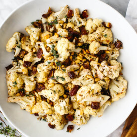 A bowl of roasted cauliflower