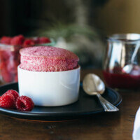 (gluten-free, paleo) Raspberry souffle. A fruity sweet dessert that's perfect for any special occasion.