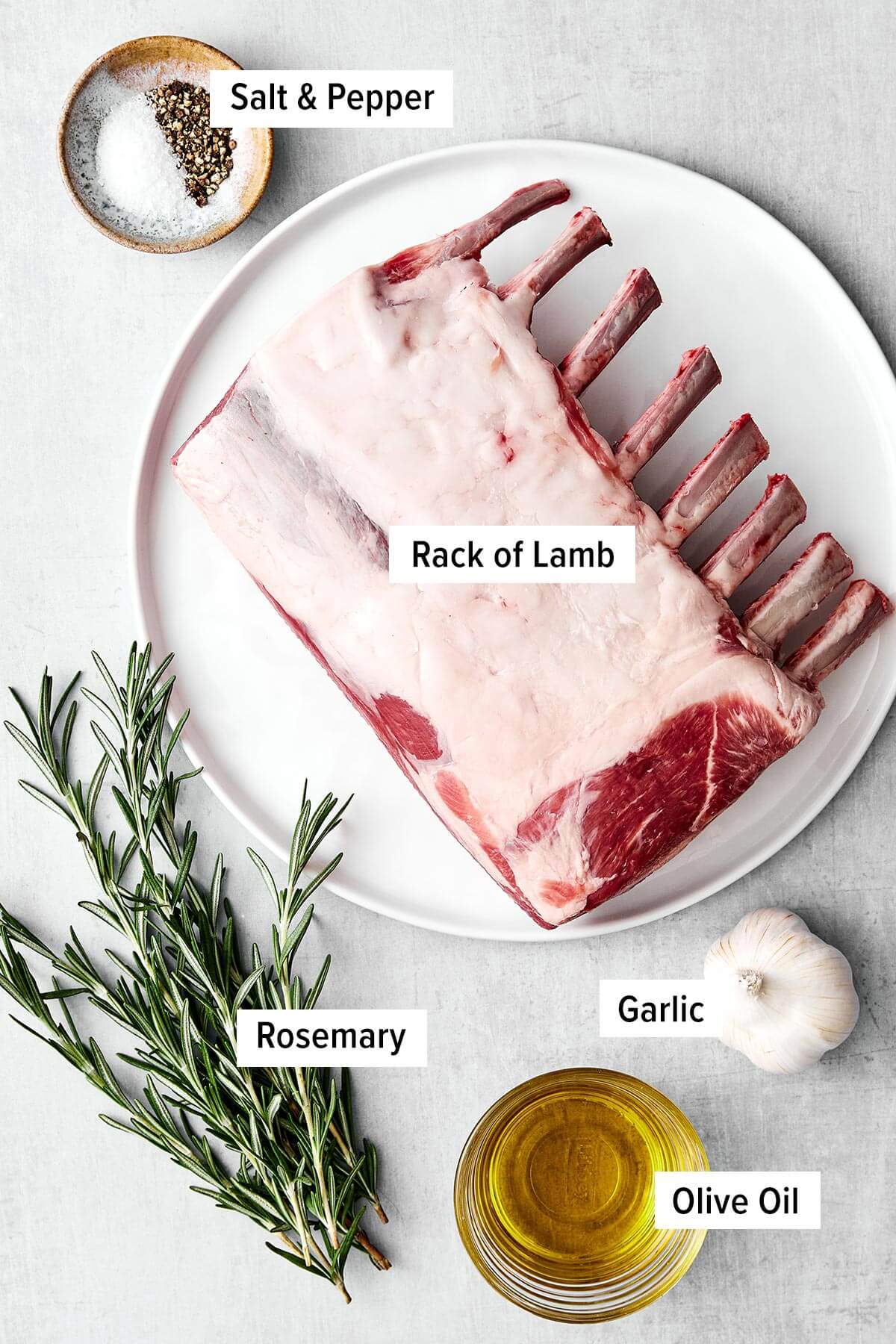 Ingredients for the best lamb chop recipe.