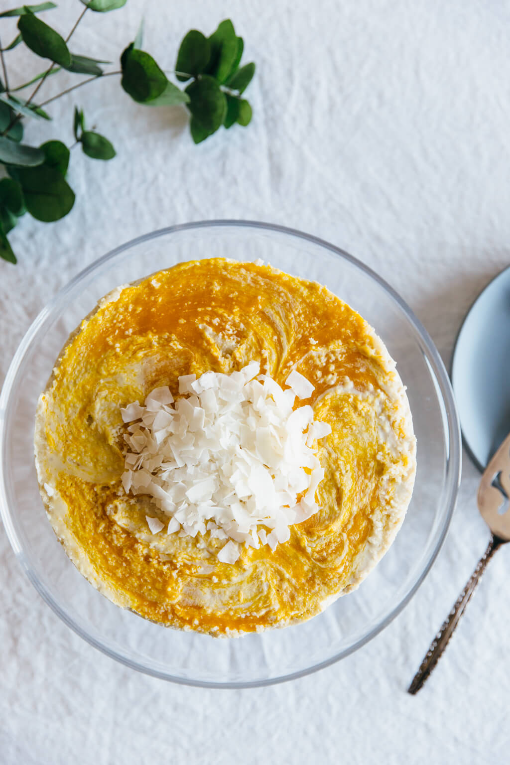 Raw coconut, macadamia and mango cheesecake. Gluten-free, dairy-free, paleo. 