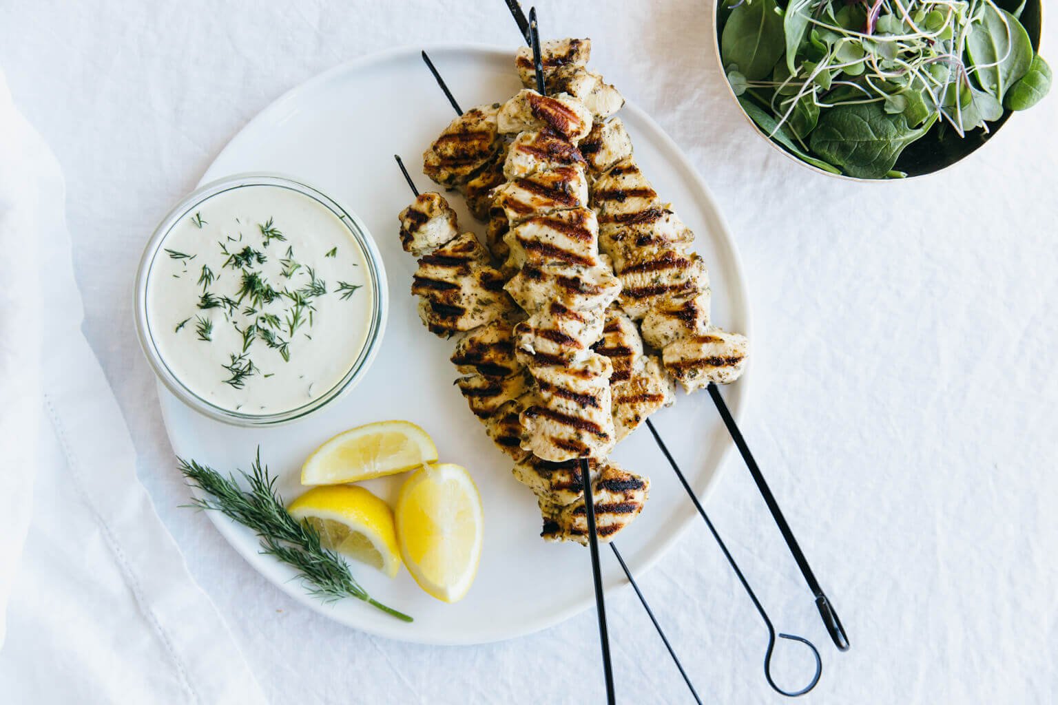 grilled chicken souvlaki with dairy-free tzatziki