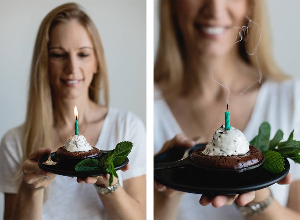 (Gluten-free and Paleo) Mini Skillet Brownies with Fresh Mint Chocolate Chip Ice Cream