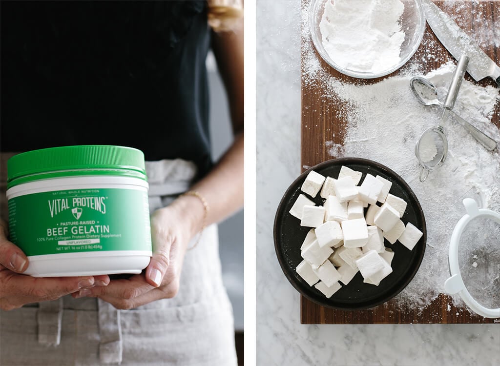 Healthier homemade marshmallows use honey or maple syrup instead of corn syrup and high-quality gelatin. They're also paleo friendly. 