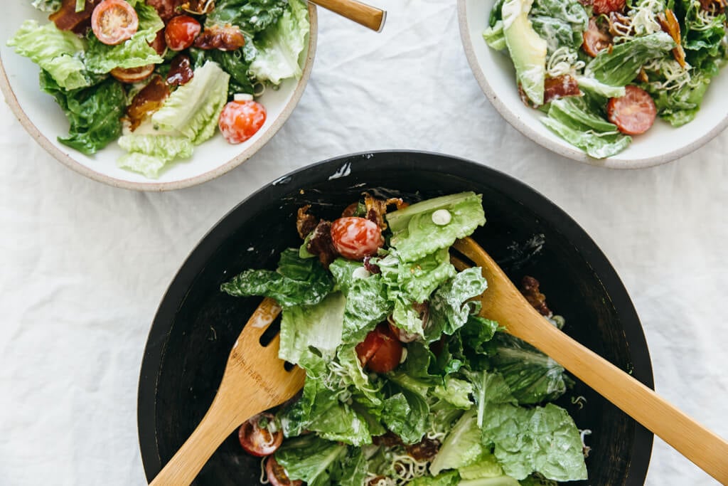 (gluten-free, paleo) This BLT salad takes just like a BLT sandwich, but it's naturally gluten-free. 