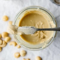 This macadamia cashew butter blend is one of my favorite homemade nut butters. It's delicious, super creamy and only take a few minutes to make.