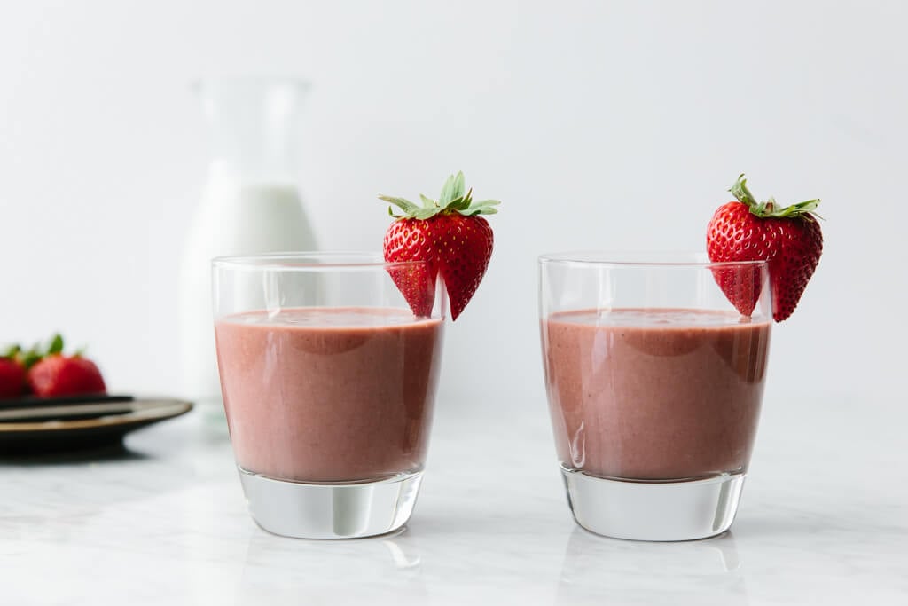(dairy-free) With only a few ingredients, this simple but delicious acai smoothie comes together quickly. Toss acai, strawberries, banana and nut milk into a blender.