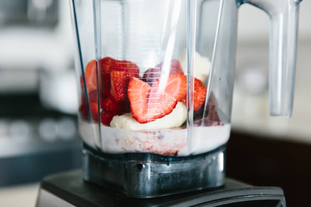 (dairy-free) With only a few ingredients, this simple but delicious acai smoothie comes together quickly. Toss acai, strawberries, banana and nut milk into a blender. 