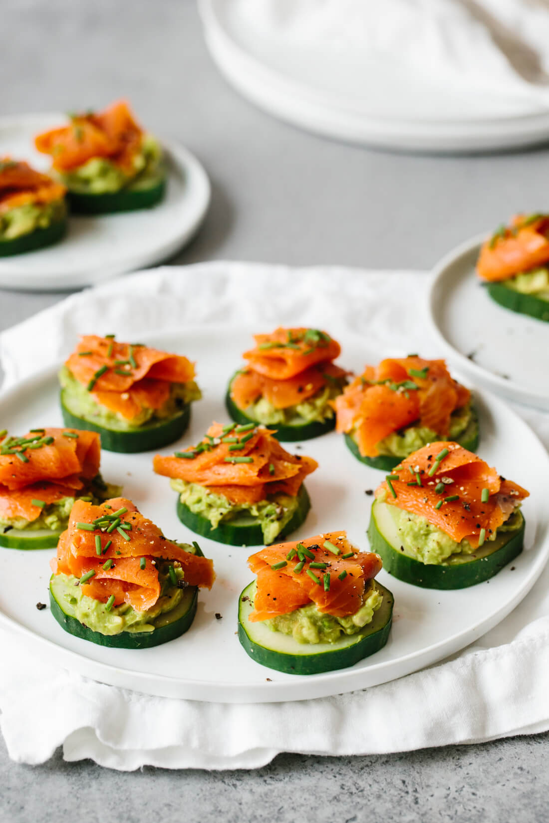 Smoked Salmon, Avocado and Cucumber Bites | Downshiftology