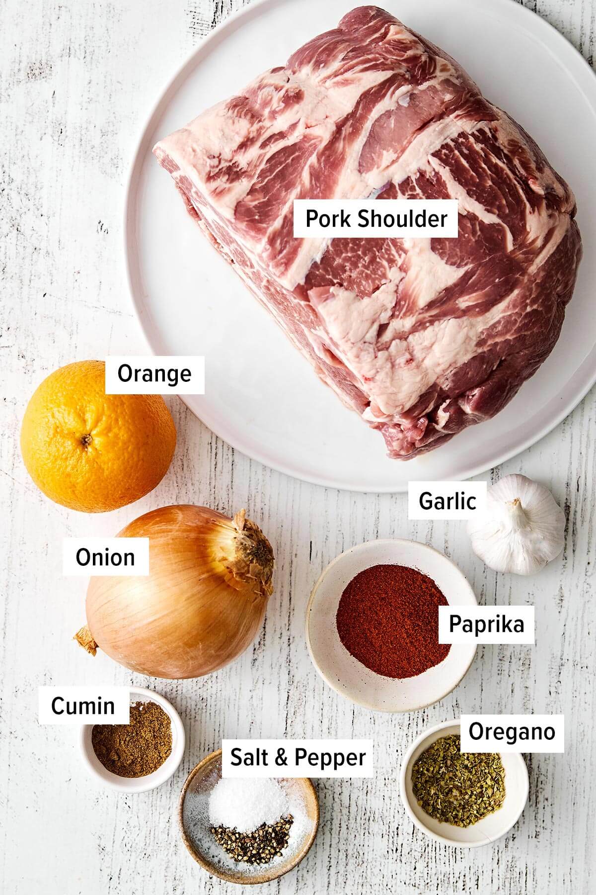 This slow cooker pulled pork is the ultimate “set it and forget” dinner that turns out fall-apart tender and incredibly flavorful every time! Ingredients for slow cooker pulled pork.