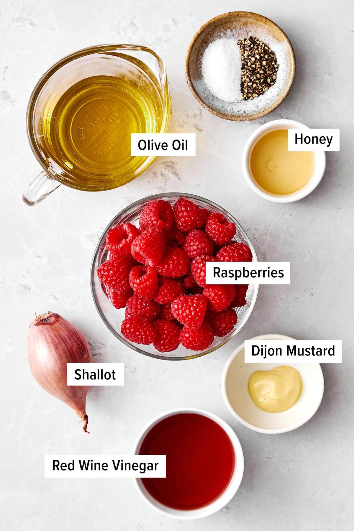 Raspberry vinaigrette ingredients.
