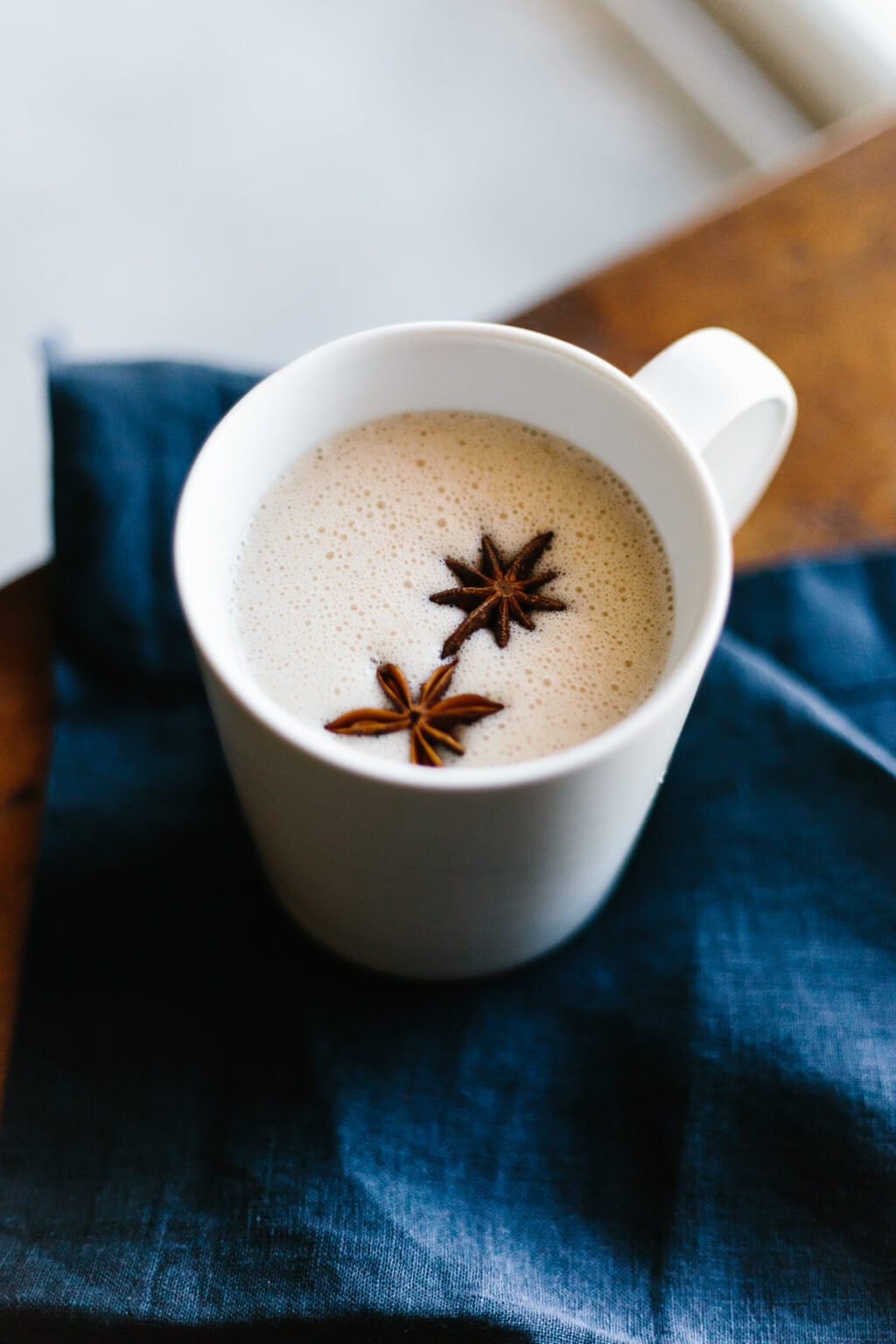 Chai spiced coconut milk made from ginger, turmeric, cinnamon, star anise, vanilla and coconut milk will heat you from the inside out and provide heaps of anti-inflammatory health benefits.