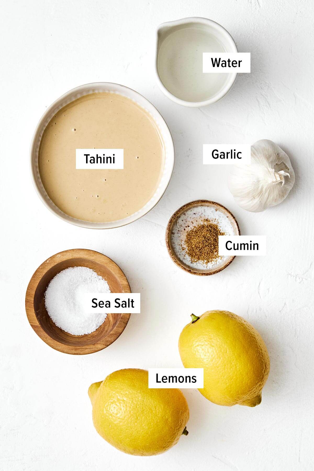 Ingredients for tahini sauce.