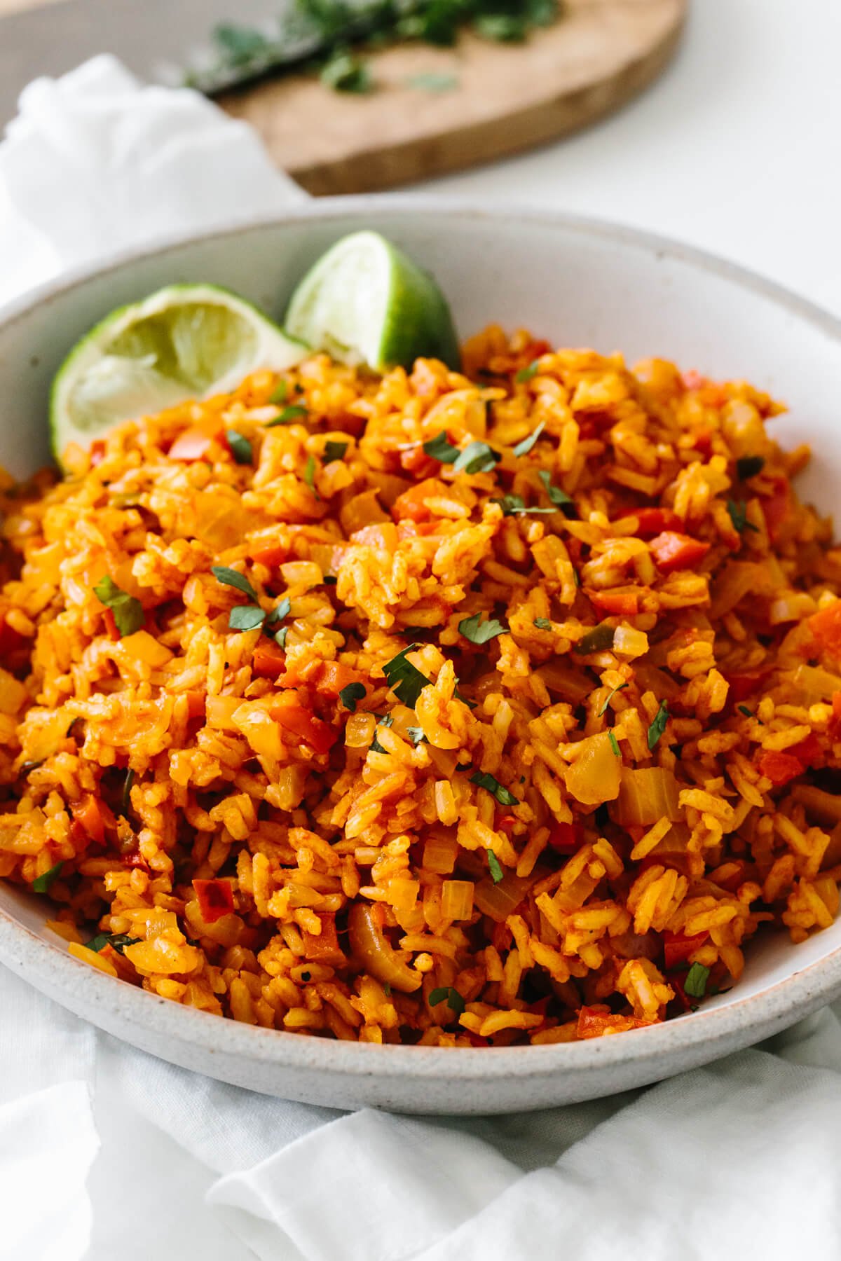 Mexican rice in a bowl.