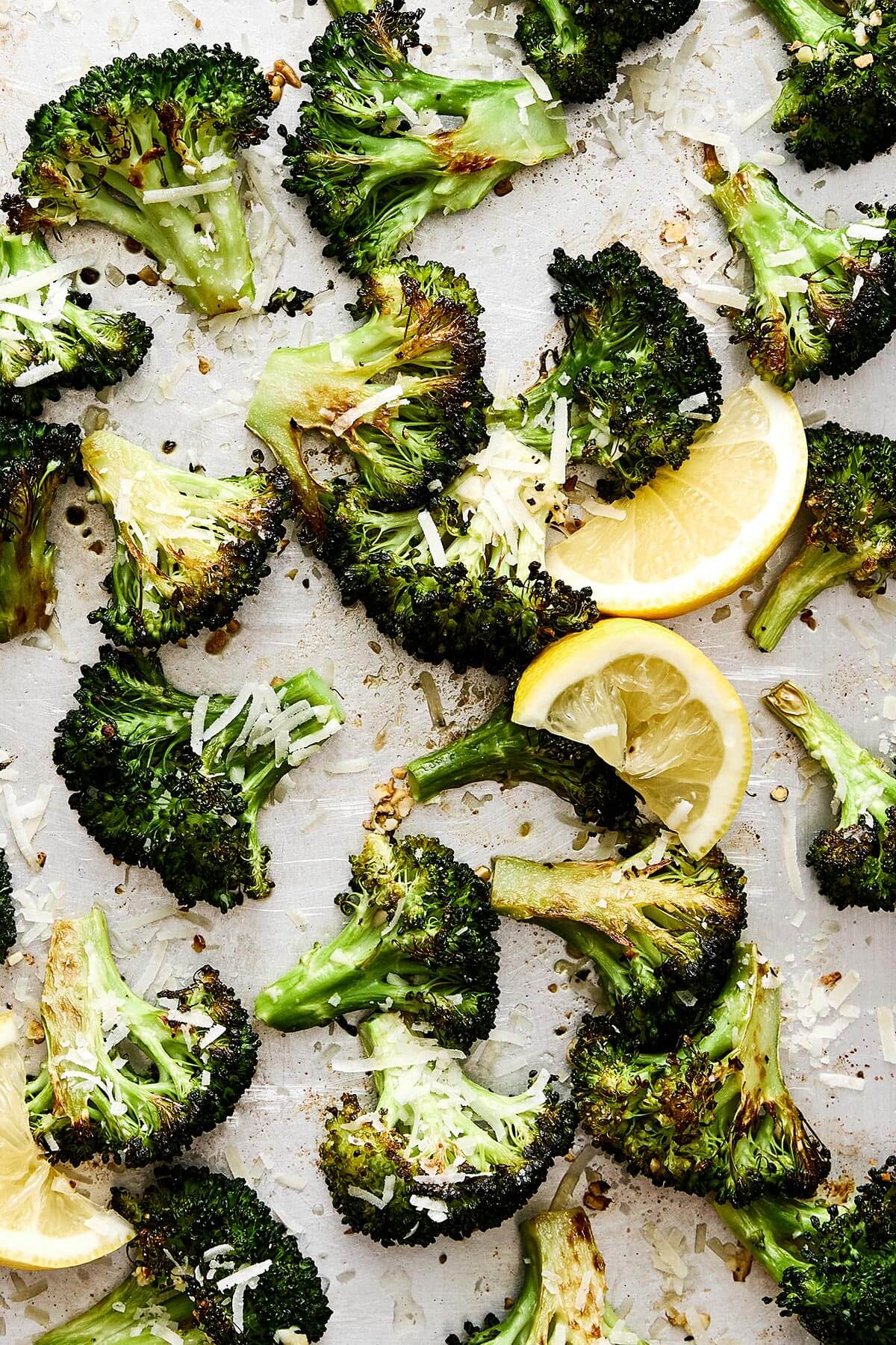 Roasted broccoli with garlic and parmesan.