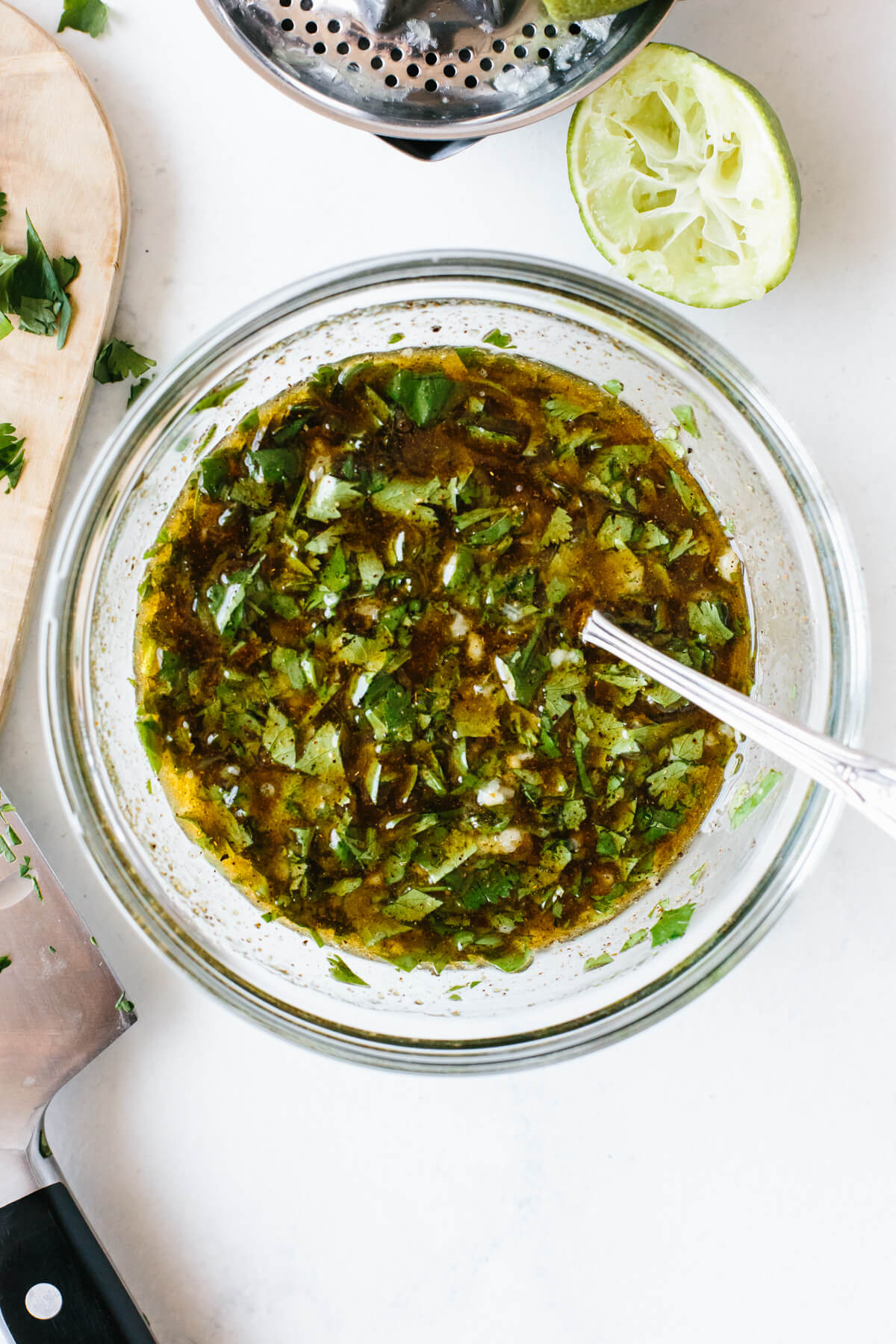 This carne asada marinade is packed with all the essential Mexican flavors! Carne asada marinade all mixed together in a bowl.