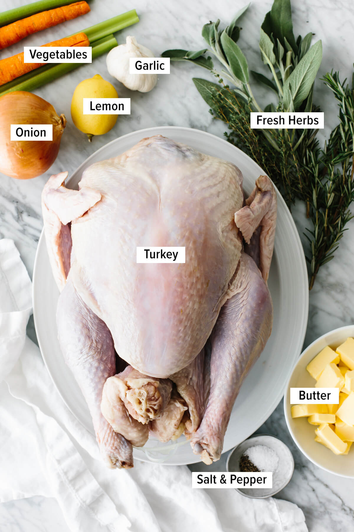 This is the BEST Thanksgiving turkey recipe. You don't need to brine and you don't need to baste. Just a few simple steps and you'll have a perfectly golden, juicy, and insanely flavorful roasted turkey that'll impress your family and guests. Ingredients for the best Thanksgiving turkey recipe