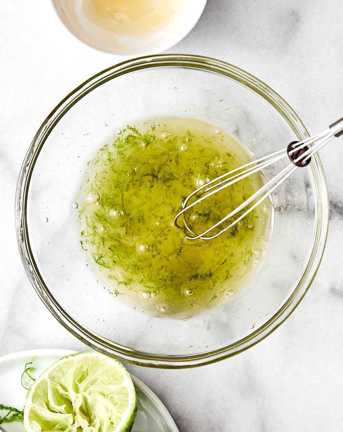 Step one of fruit salad: make dressing.