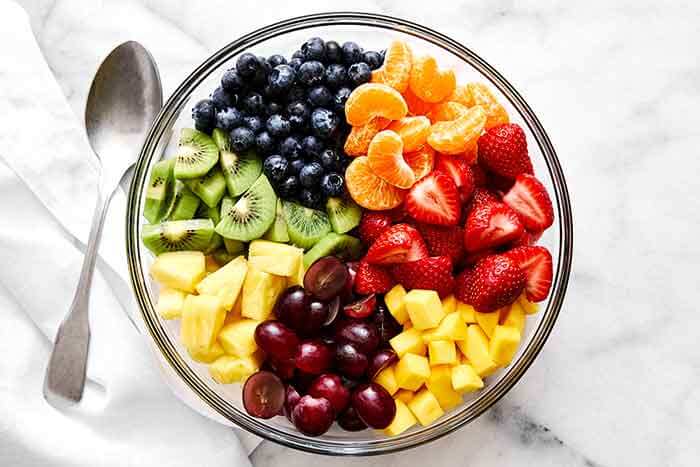 Step two of fruit salad: mix it all together.