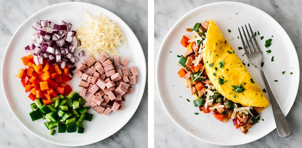 Western omelette on a plate