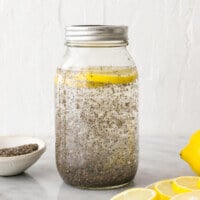 A mason jar of chia seed water