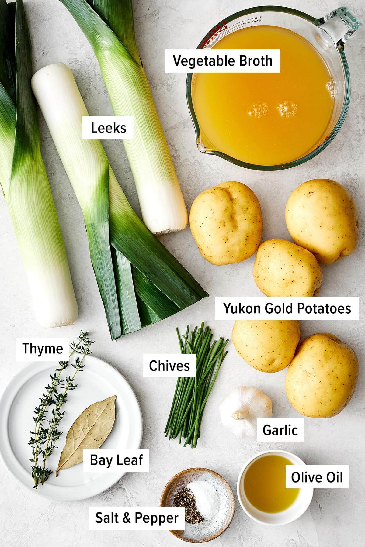This potato leek soup is the ultimate fall soup! It's ultra-creamy, loaded with veggies, and completely vegetarian. Ingredients for potato leek soup.