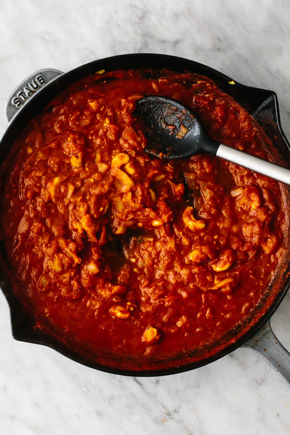 Making curry sauce in a pan for butter chicken