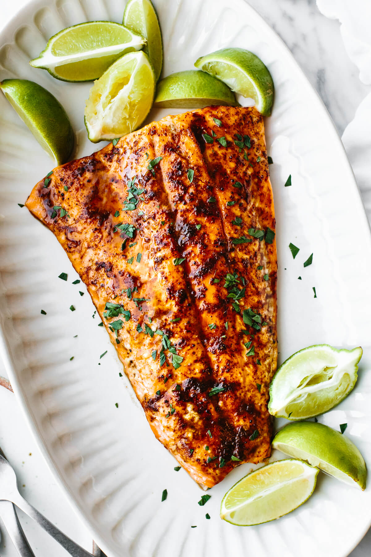 Chili lime trout on a serving platter