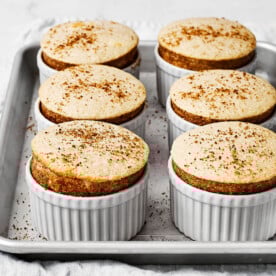 Ramekins of spiced pear souffle
