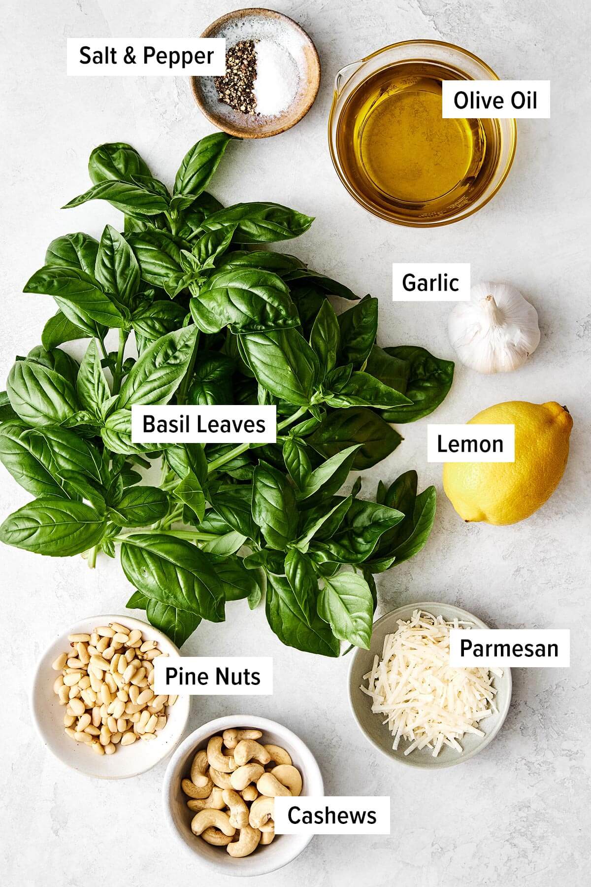 Flavorful and aromatic, this basil pesto is the best summer sauce to slather on anything! Plus, it comes together in 15 minutes. Ingredients for basil pesto sauce.