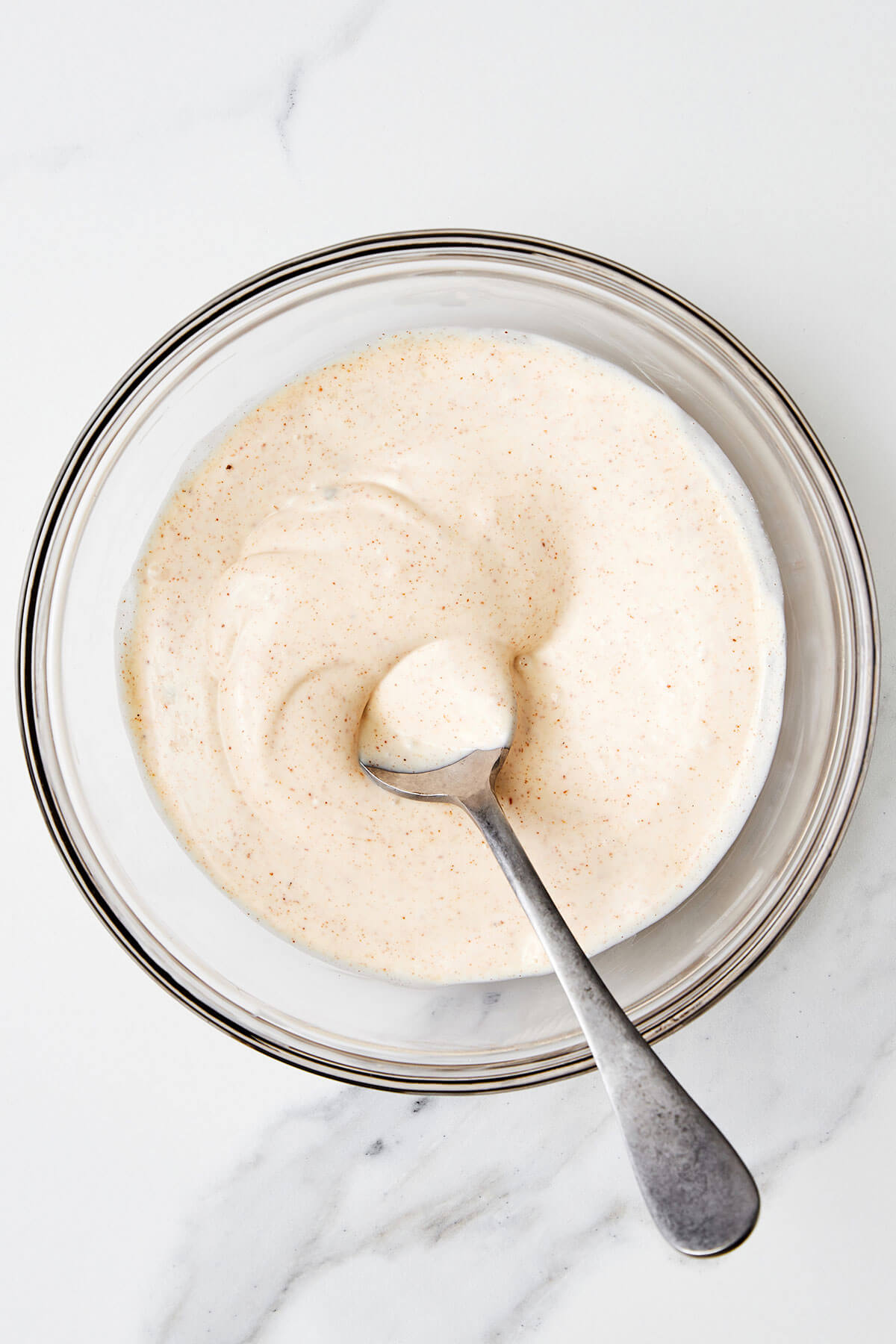 Sauce for crab salad in a bowl
