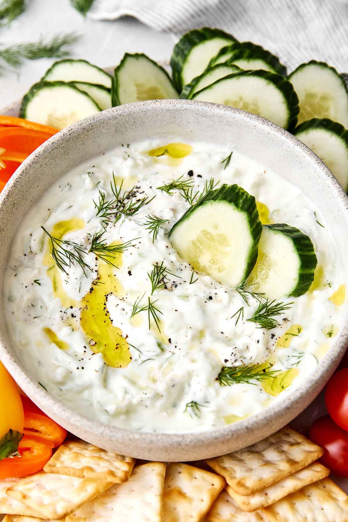 Tzatziki sauce with vegetables.