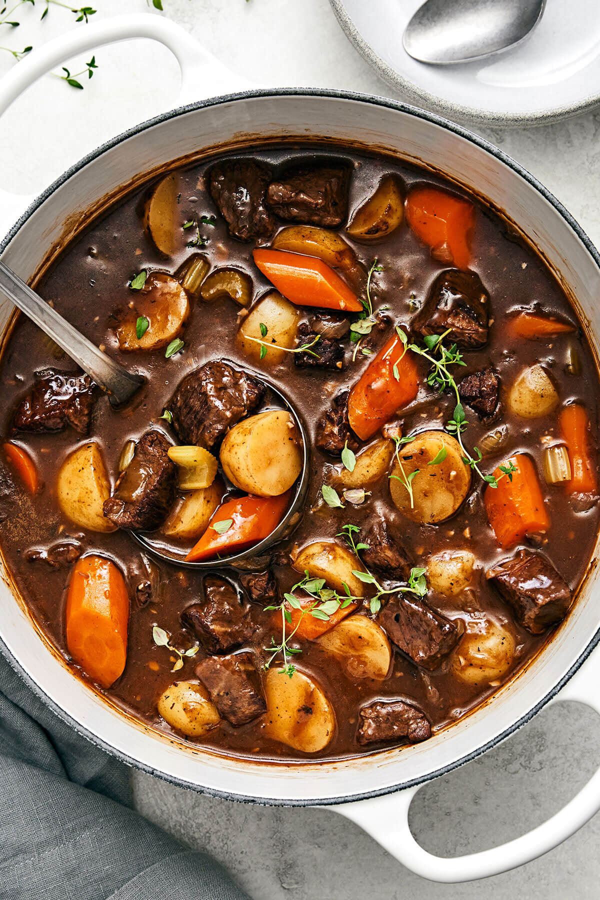This classic beef stew recipe is a cold-weather one-pot wonder and my favorite for a hearty, comforting, and satisfying meal! Beef stew in a large pot