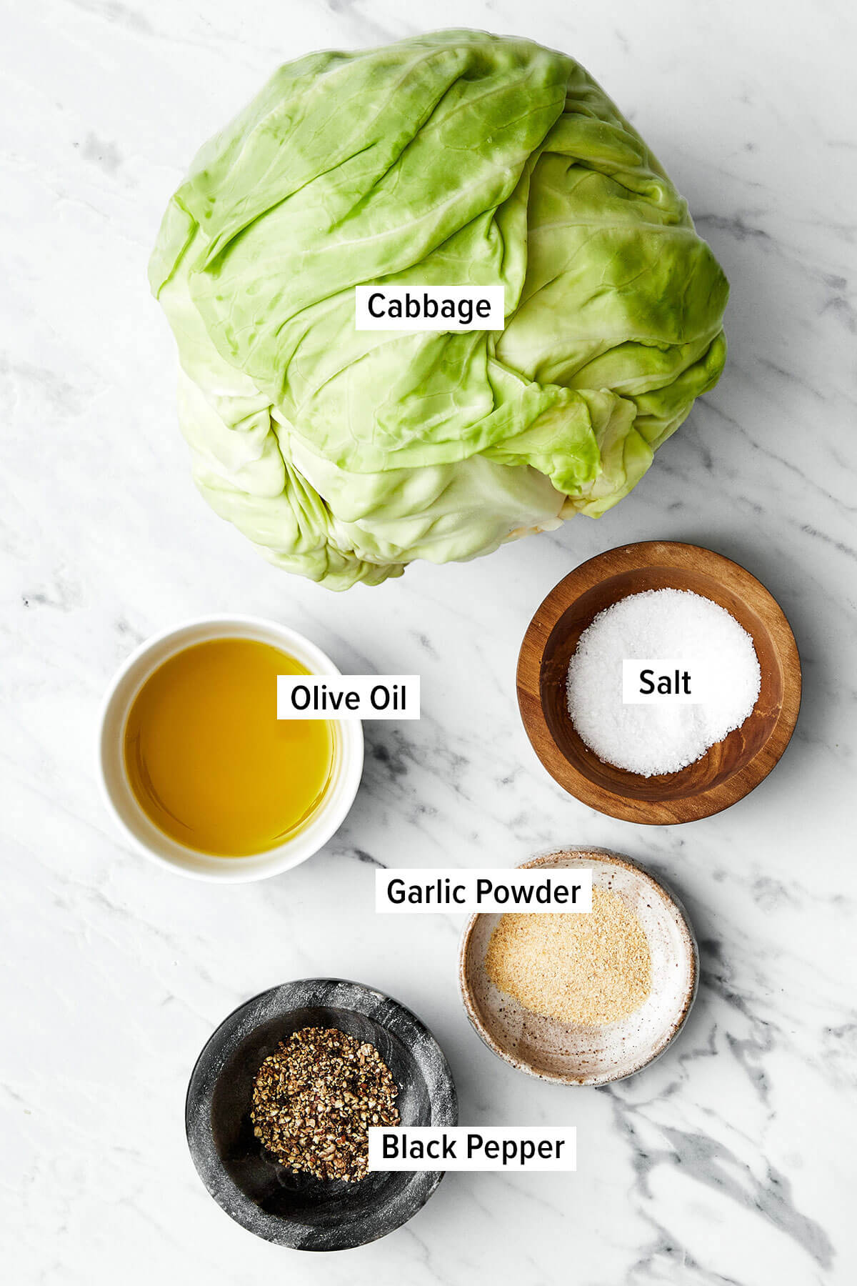 Roasted cabbage steaks are the best way to enjoy this vegetable. They can be served as a side dish or stand-alone meal with various toppings! Ingredients for cabbage steaks