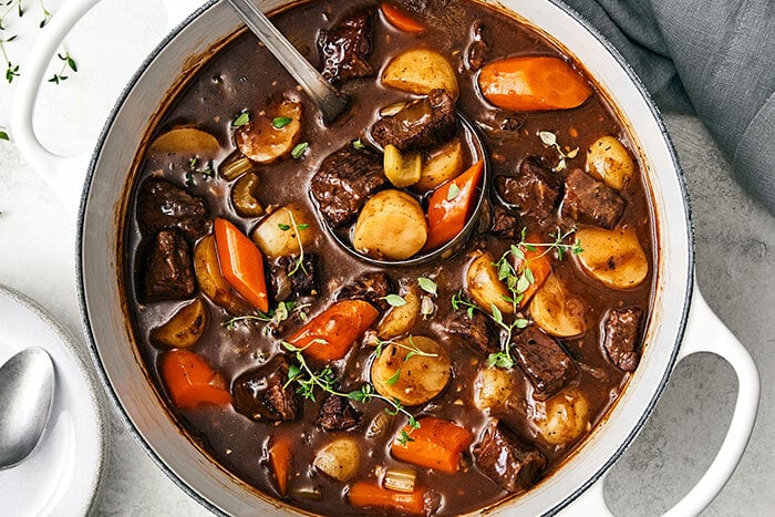 A big pot of beef stew