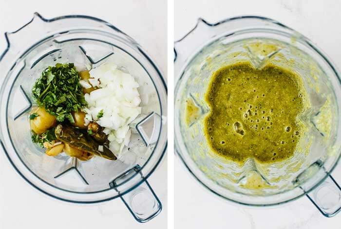 Blending tomatillo salsa