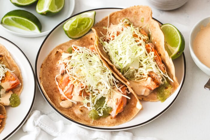 Grilled salmon tacos