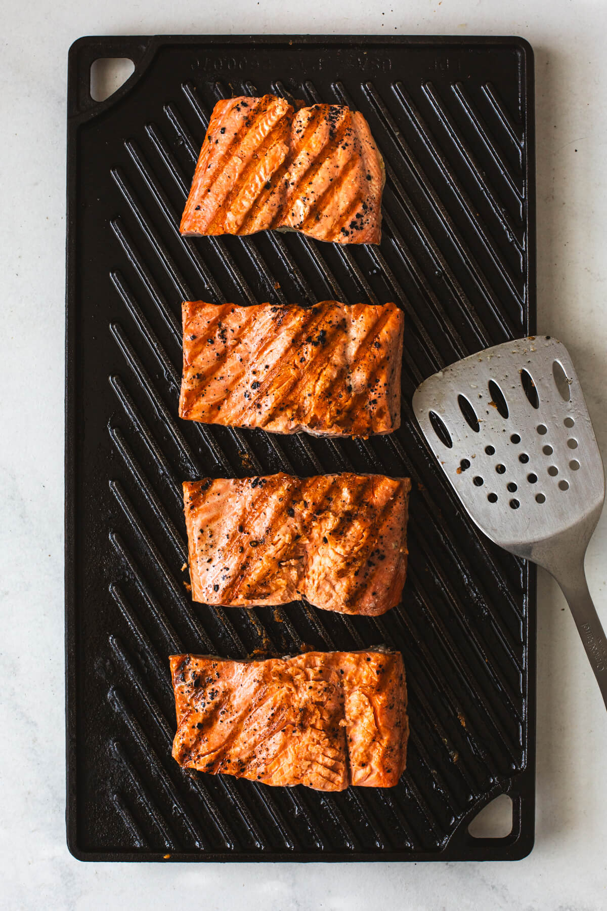 Grilled salmon on a grill