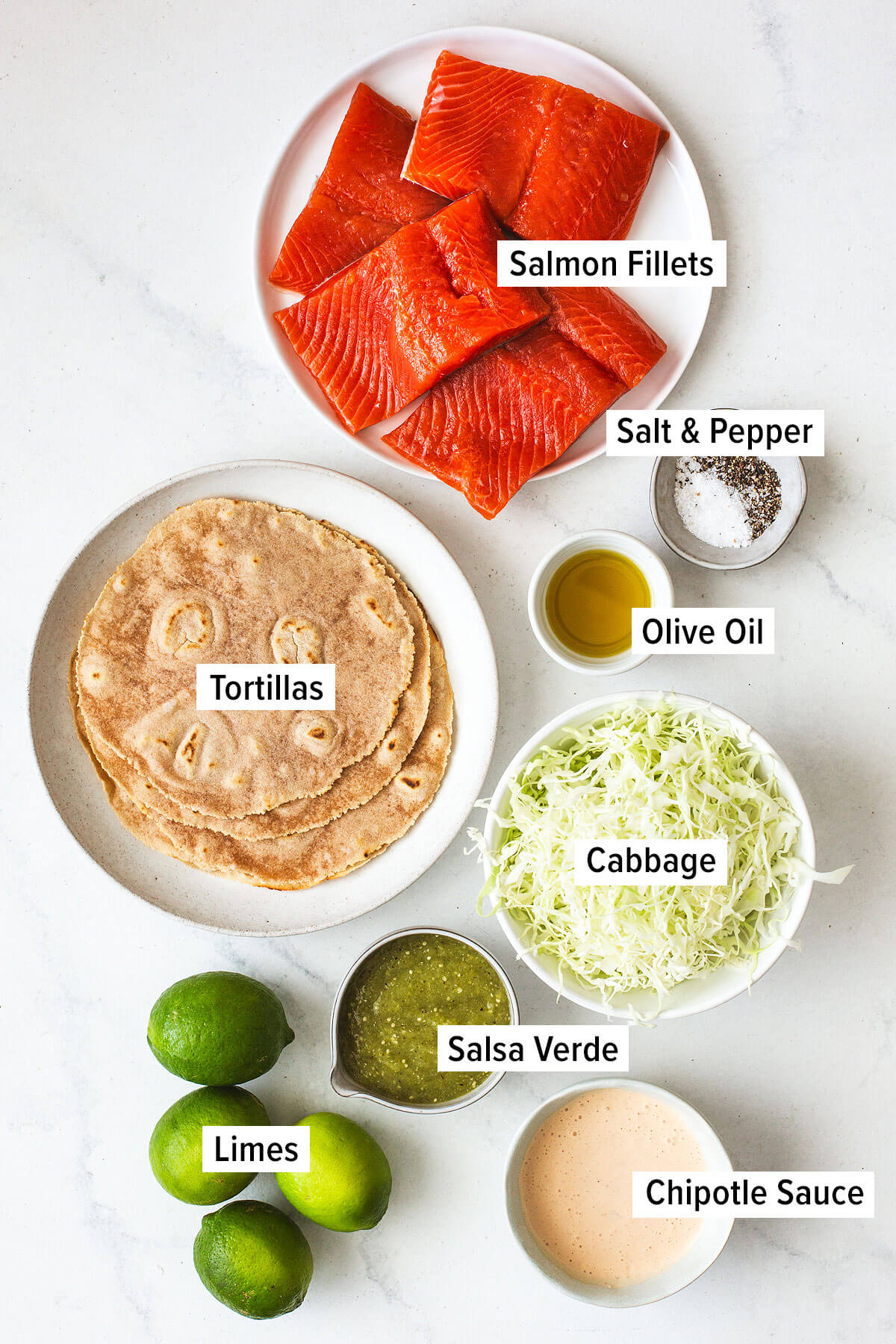 Ingredients for salmon tacos