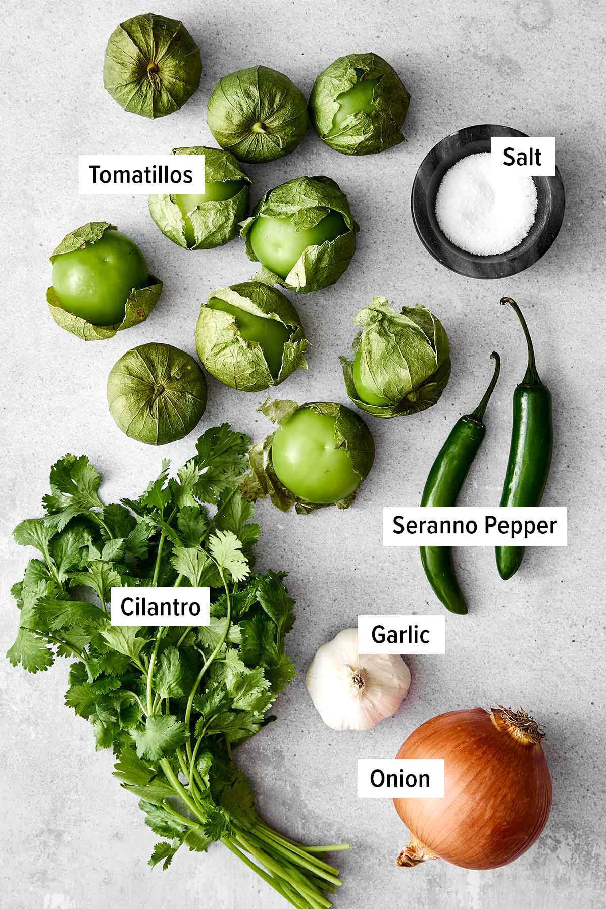 Ingredients for salsa verde.