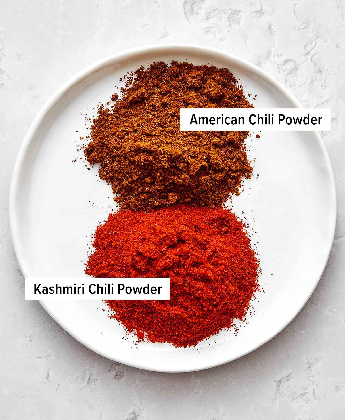 The difference between American chili powder and Kashmiri chili powder.