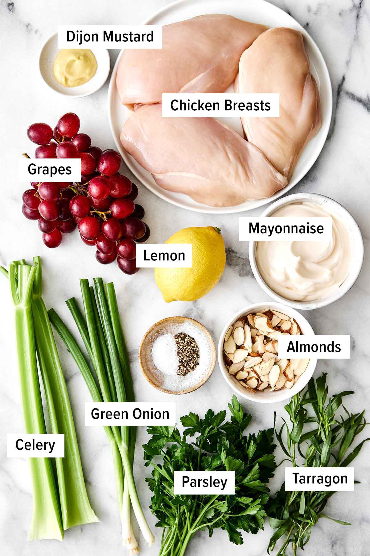 Chicken salad ingredients.
