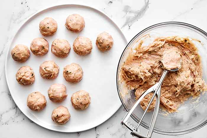 Rolled turkey meatballs.