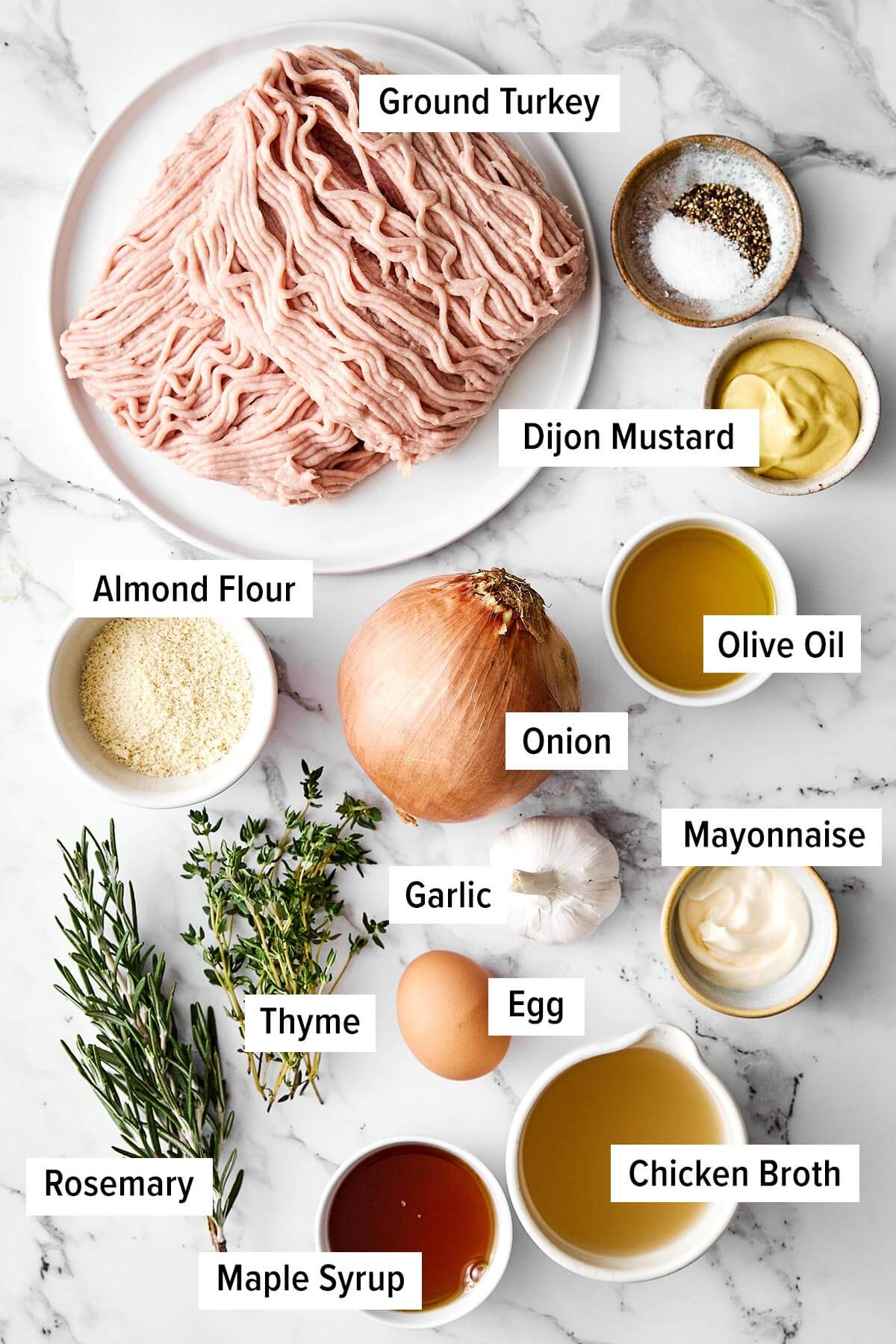 Ingredients for turkey meatballs.