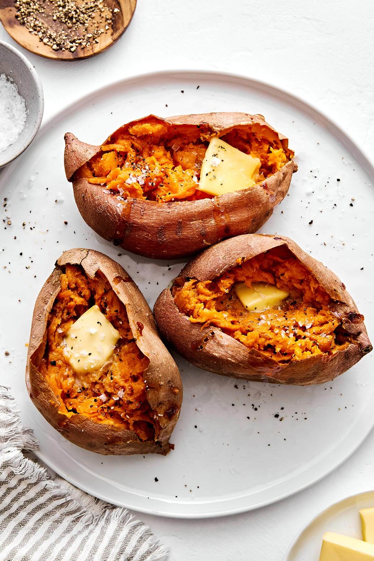 Baked sweet potatoes.