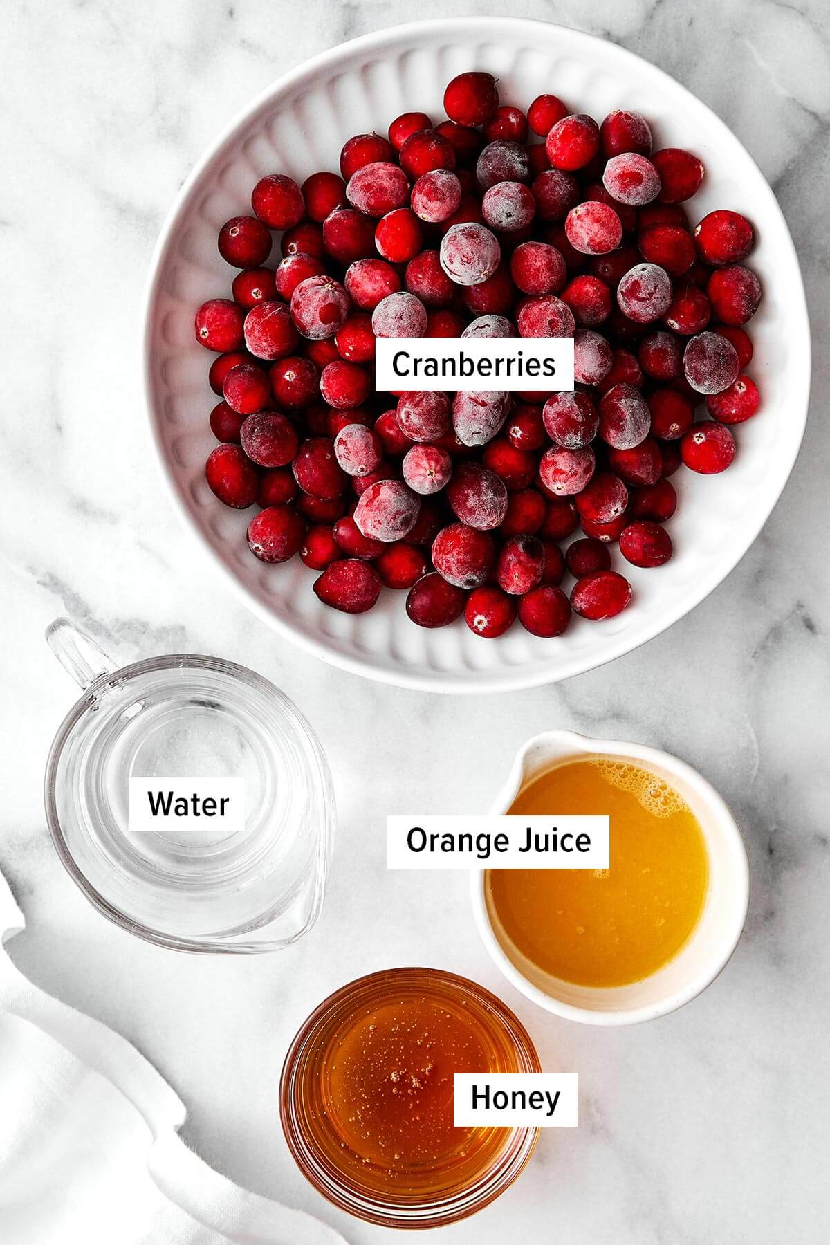Ingredients for cranberry sauce.