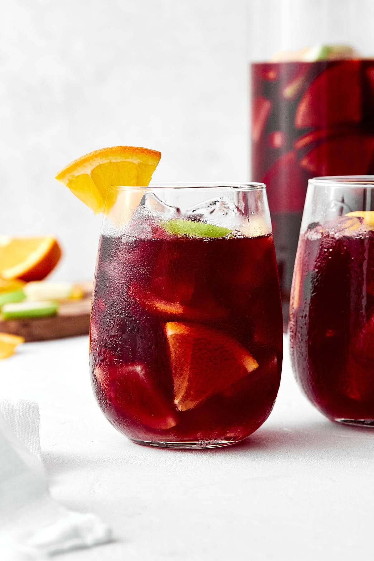A glass of red sangria.