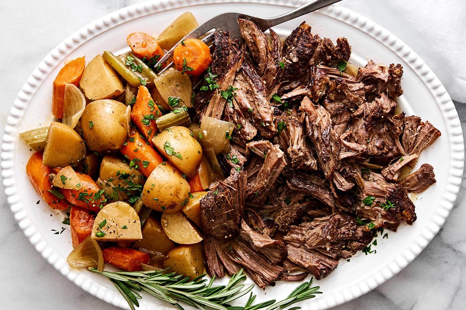 Slow cooker pot roast recipe.