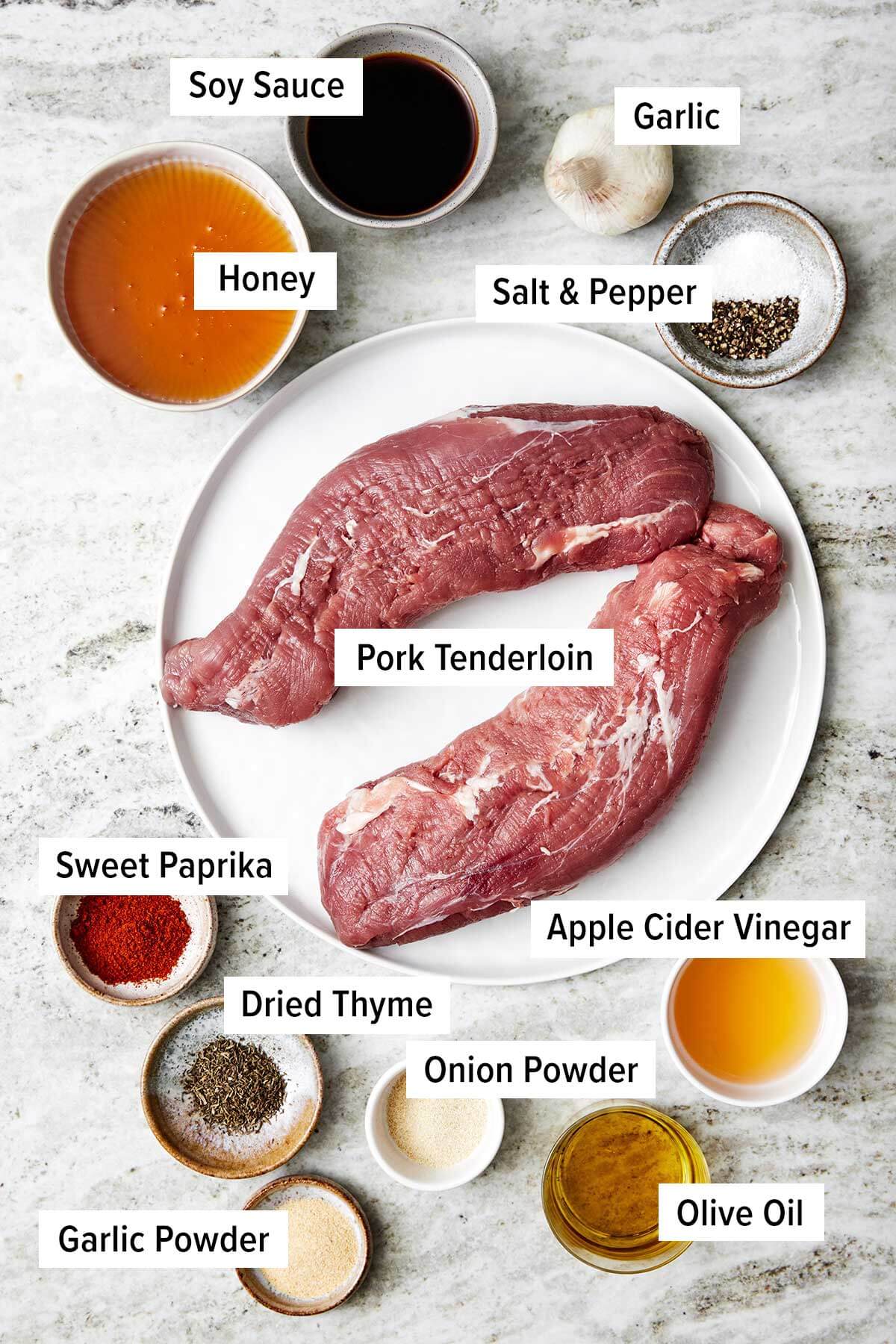 The juiciest pork tenderloin that's seasoned with a flavorful spice blend, seared to a golden crust, and baked with the best honey garlic sauce. Ingredients for honey garlic pork tenderloin.